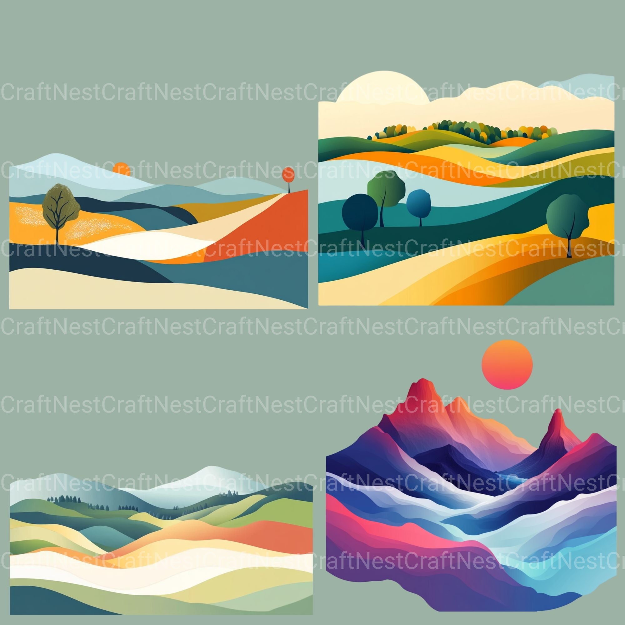 Abstract Landscapes Clipart Bundle - CraftNest - Digital Crafting and Art