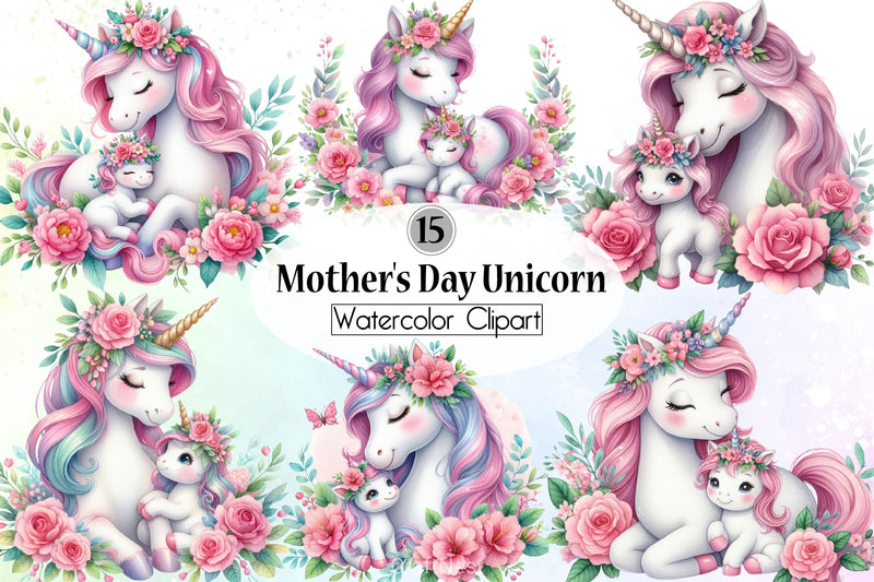Mother's Day Unicorn Clipart Bundle - CraftNest - Digital Crafting and Art