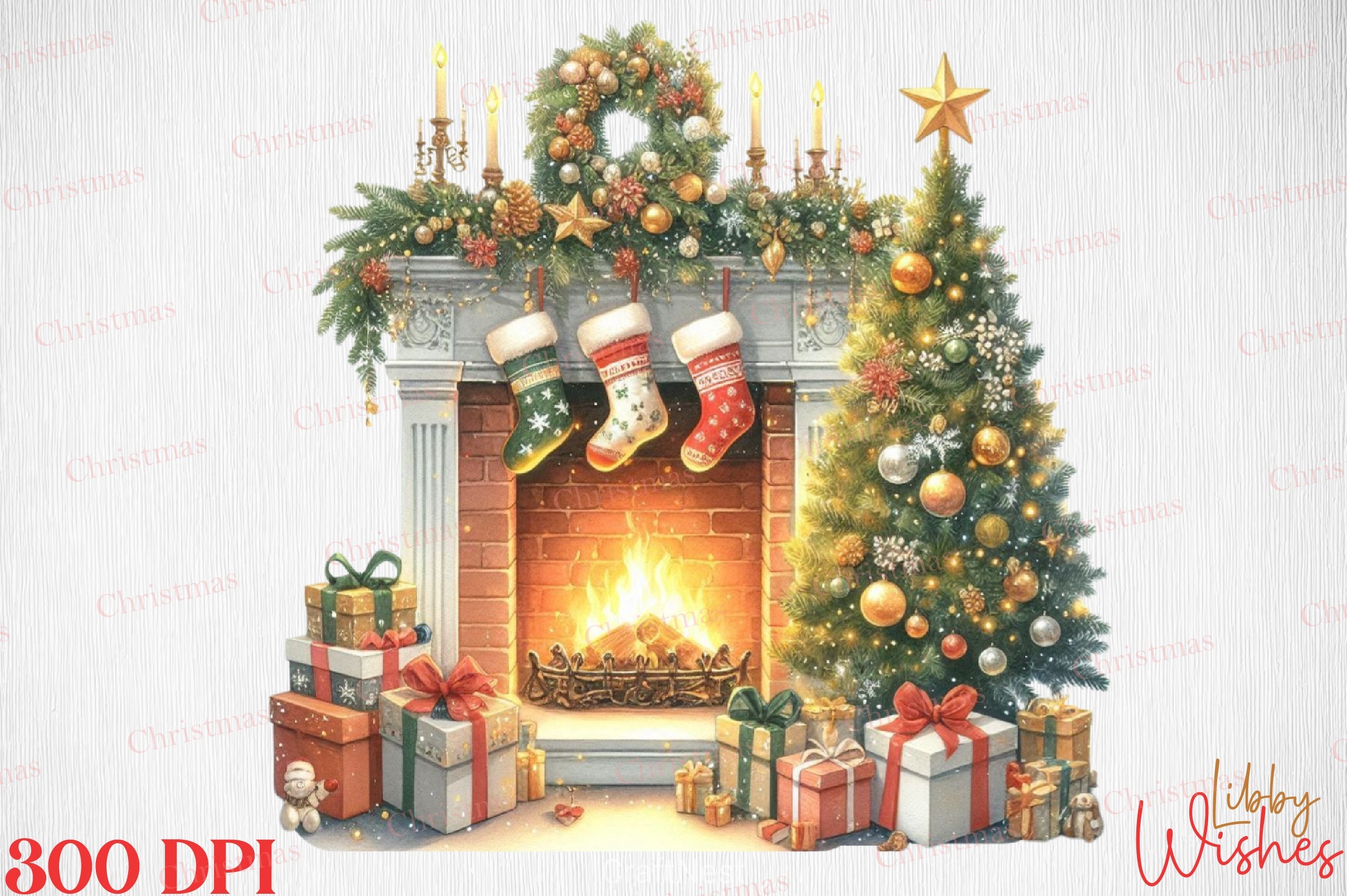 Christmas Fireplace Clipart Bundle 3 - CraftNest - Digital Crafting and Art