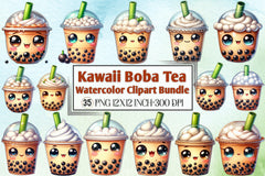 Kawaii Boba Tea Clipart Bundle - CraftNest - Digital Crafting and Art