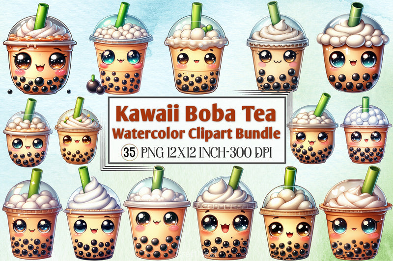 Kawaii Boba Tea Clipart Bundle - CraftNest - Digital Crafting and Art