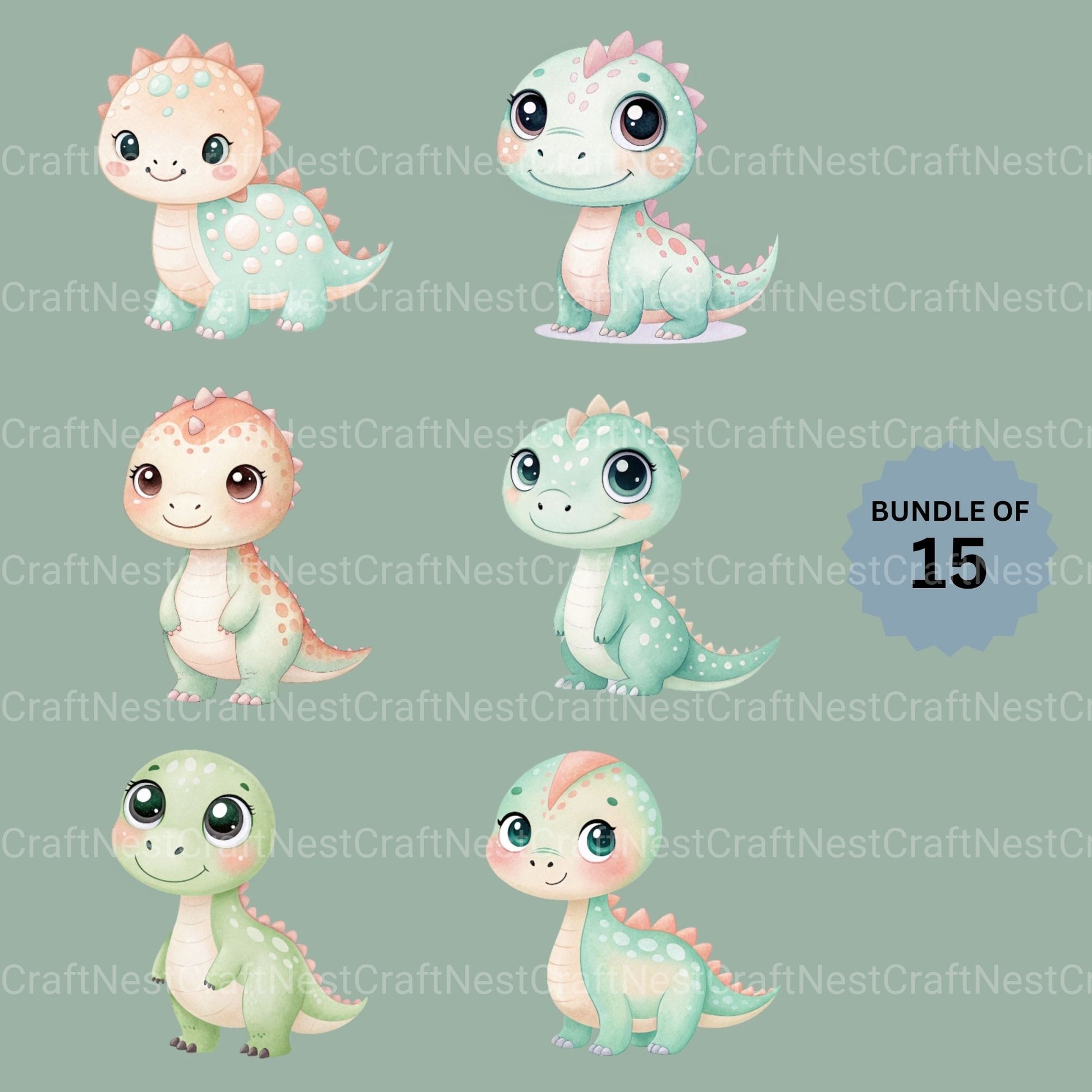 Baby Dinosaurs Clipart Bundle - CraftNest - Digital Crafting and Art