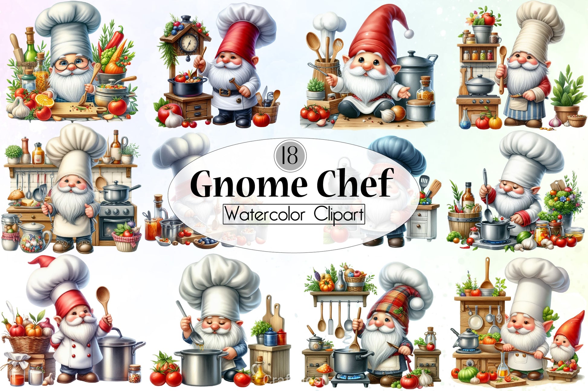 Gnome Chef Clipart Bundle - CraftNest - Digital Crafting and Art