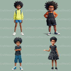 Quirky Kids African American Clipart Bundle - CraftNest - Digital Crafting and Art