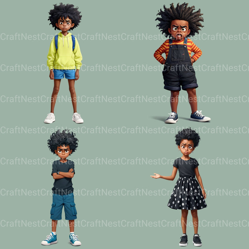 Quirky Kids African American Clipart Bundle - CraftNest - Digital Crafting and Art
