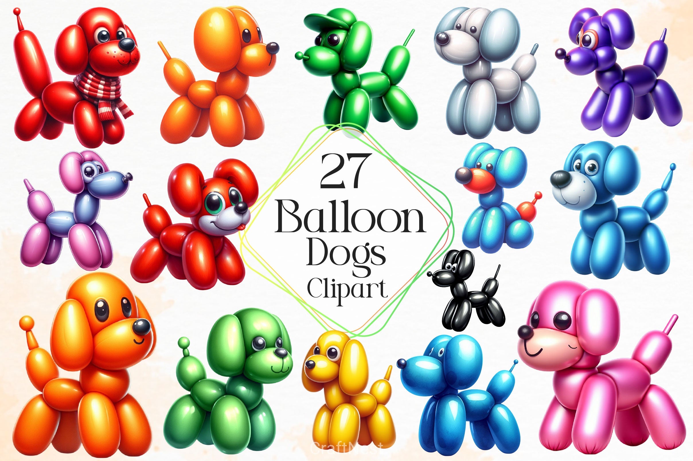 Funny Balloon Dogs Clipart Bundle 4 - CraftNest - Digital Crafting and Art