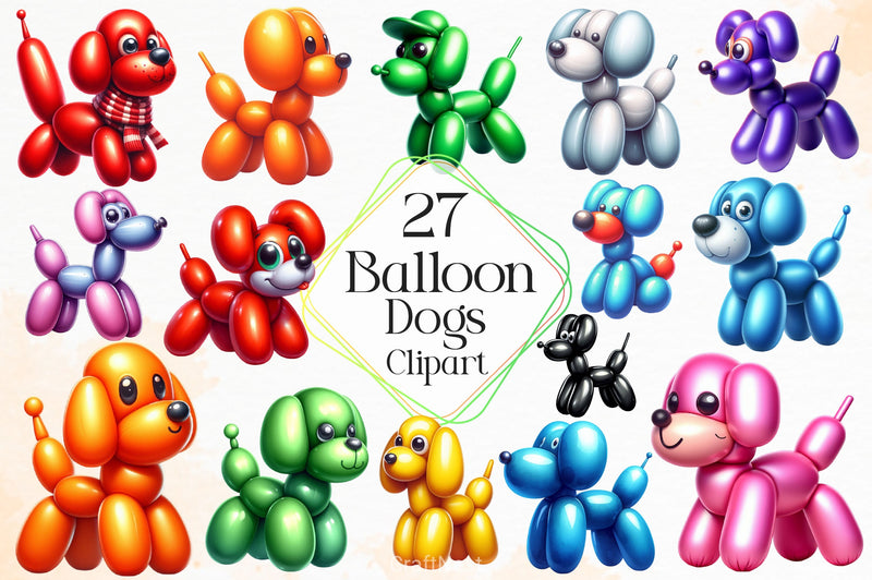 Funny Balloon Dogs Clipart Bundle 4 - CraftNest - Digital Crafting and Art