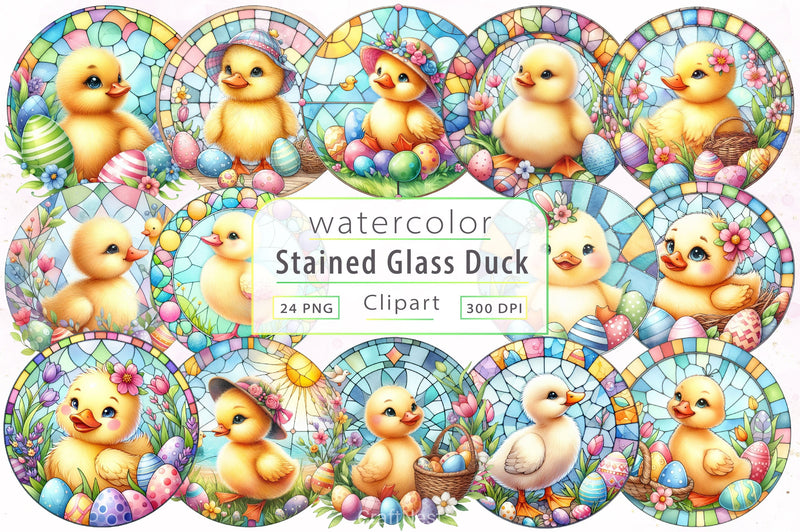 Stained Glass Easter Duck Clipart Bundle - CraftNest - Digital Crafting and Art