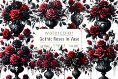 Gothic Roses In Vase Clipart Bundle - CraftNest - Digital Crafting and Art