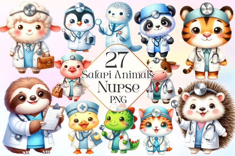Safari Animals Nurse Clipart Bundle - CraftNest - Digital Crafting and Art