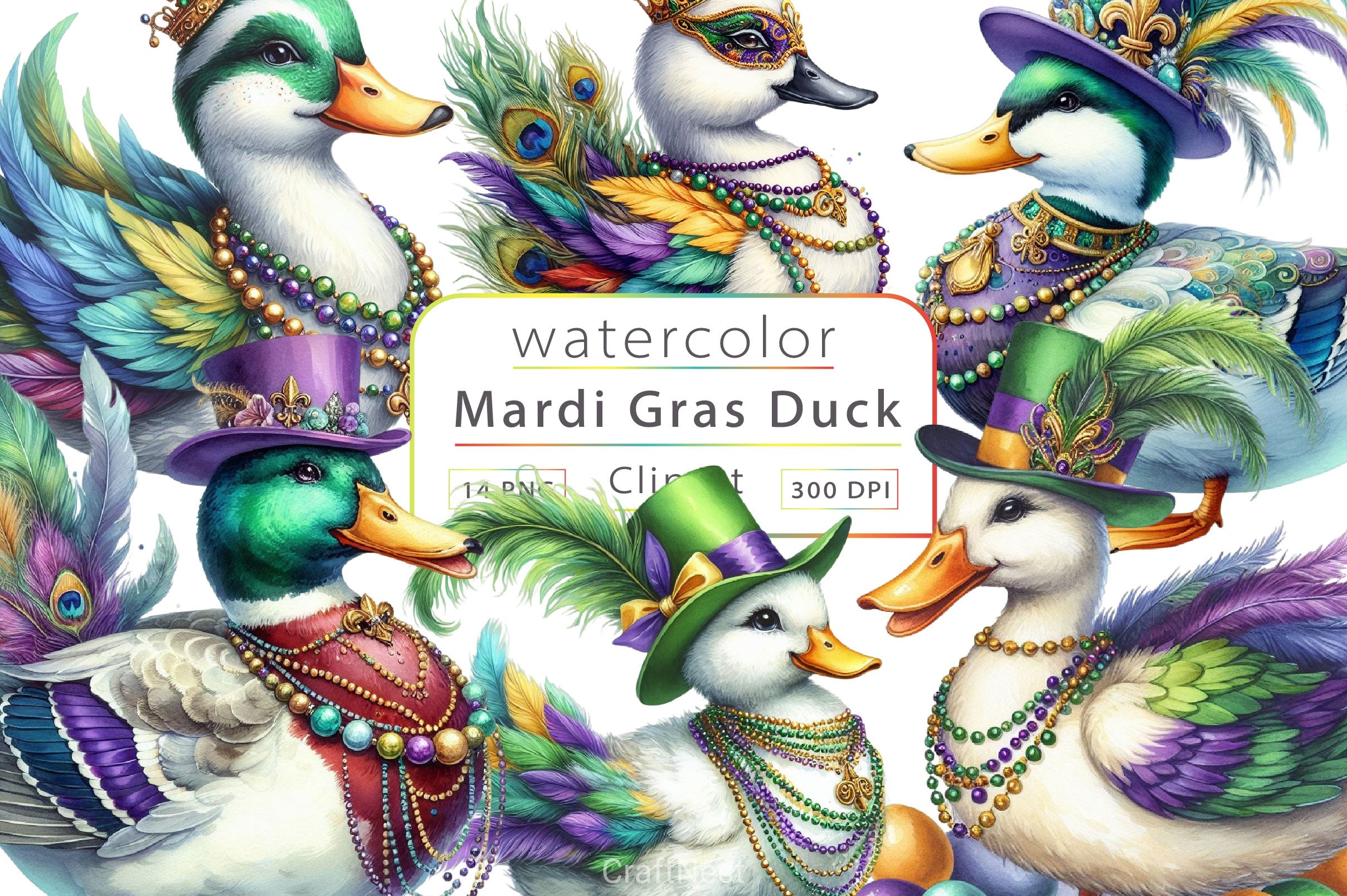 Mardi Gras Duck Clipart Bundle 3 - CraftNest - Digital Crafting and Art