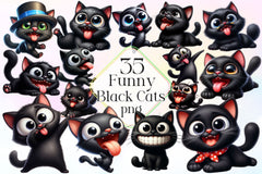 Funny Black Cats Clipart Bundle 2 - CraftNest - Digital Crafting and Art
