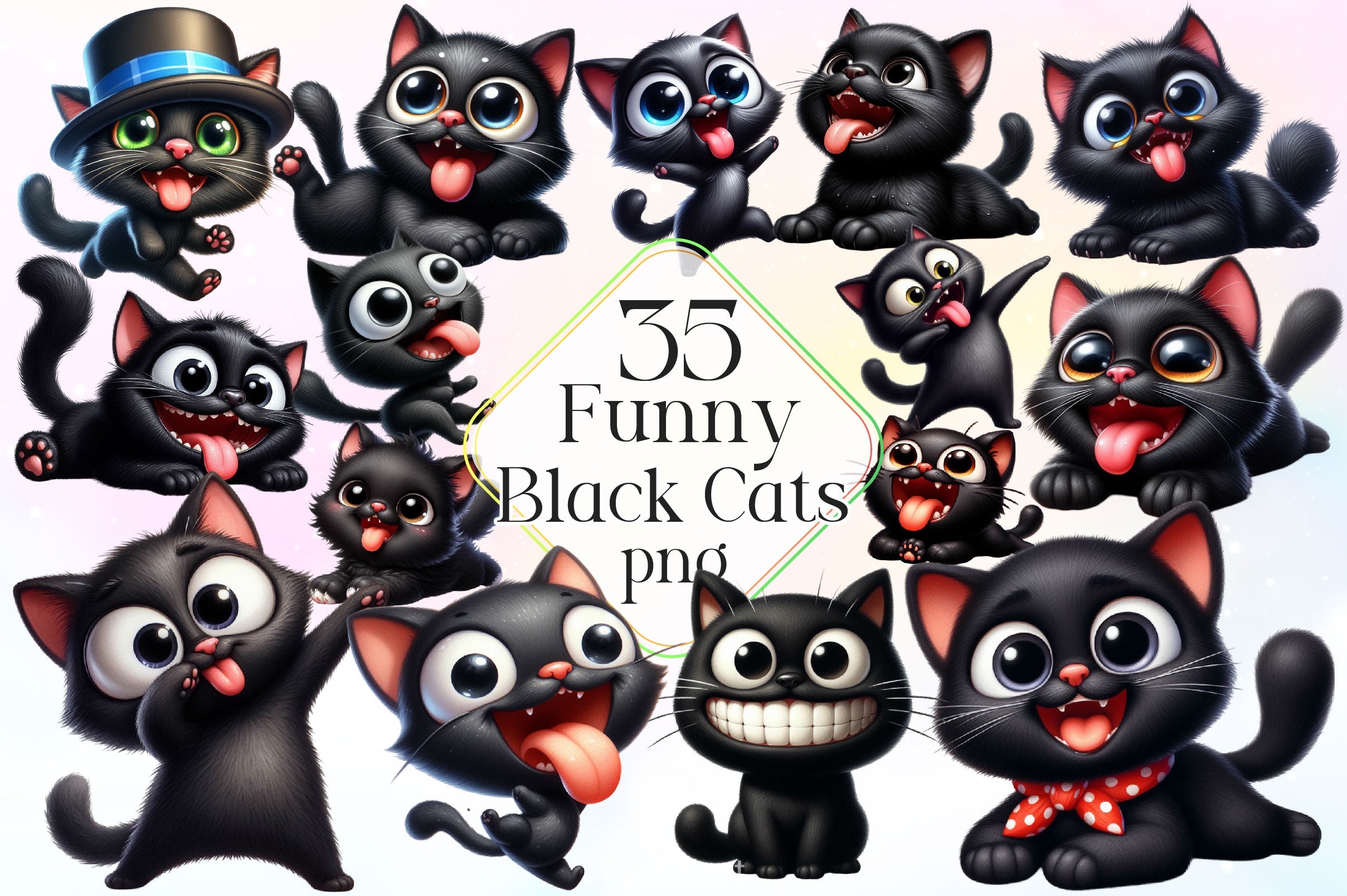 Funny Black Cats Clipart Bundle 2 - CraftNest - Digital Crafting and Art