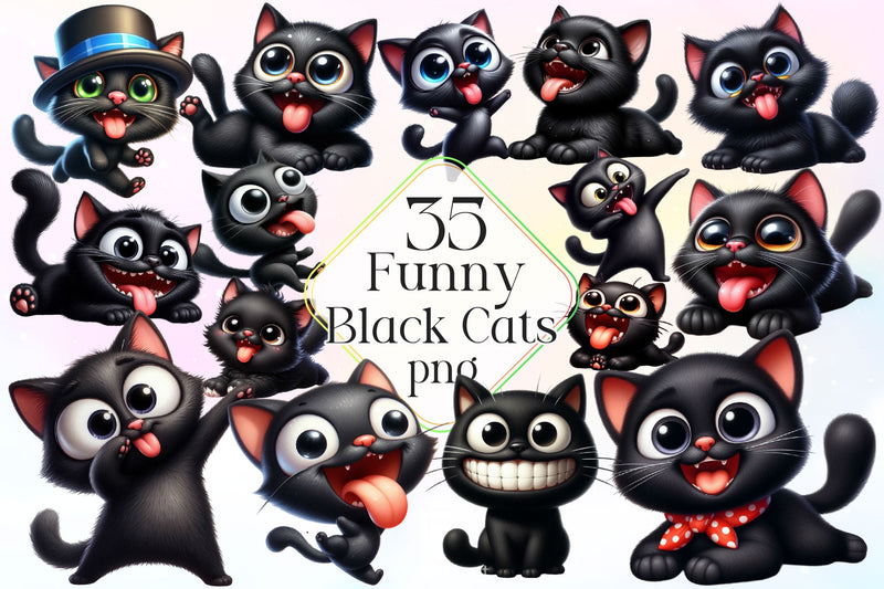Funny Black Cats Clipart Bundle 2 - CraftNest - Digital Crafting and Art