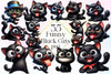 Funny Black Cats Clipart Bundle 2