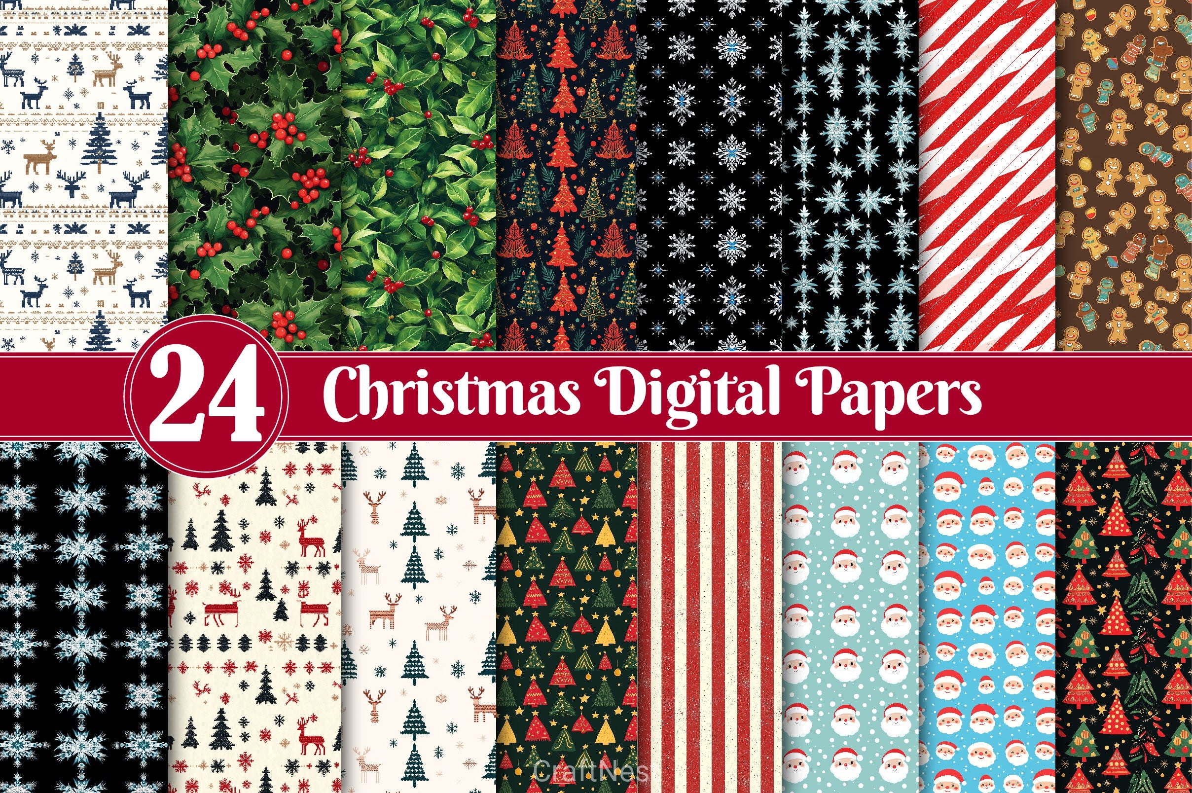 Christmas Digital Paper - CraftNest - Digital Crafting and Art