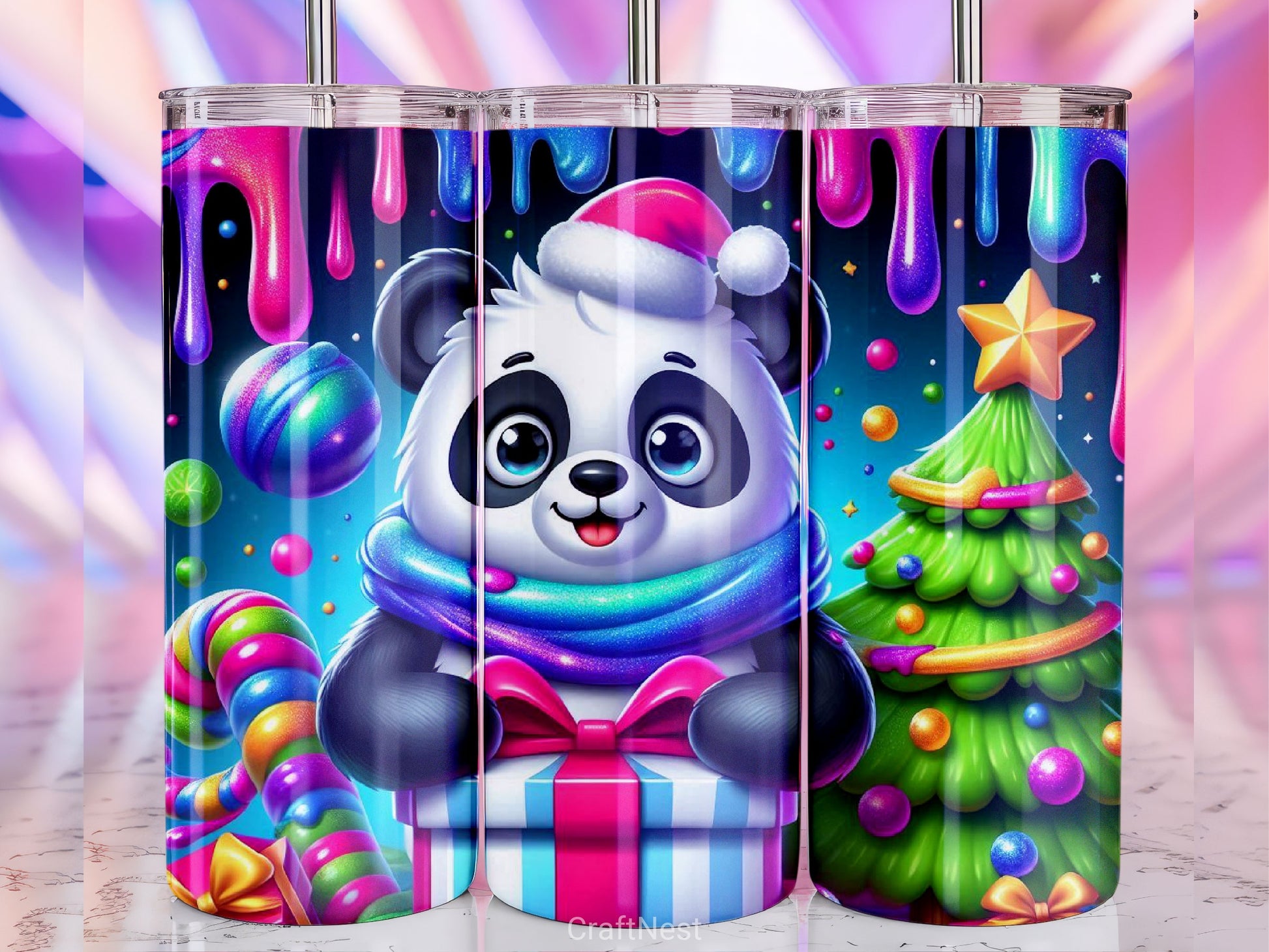 Christmas Panda Tumbler Wrap Bundle - CraftNest - Digital Crafting and Art