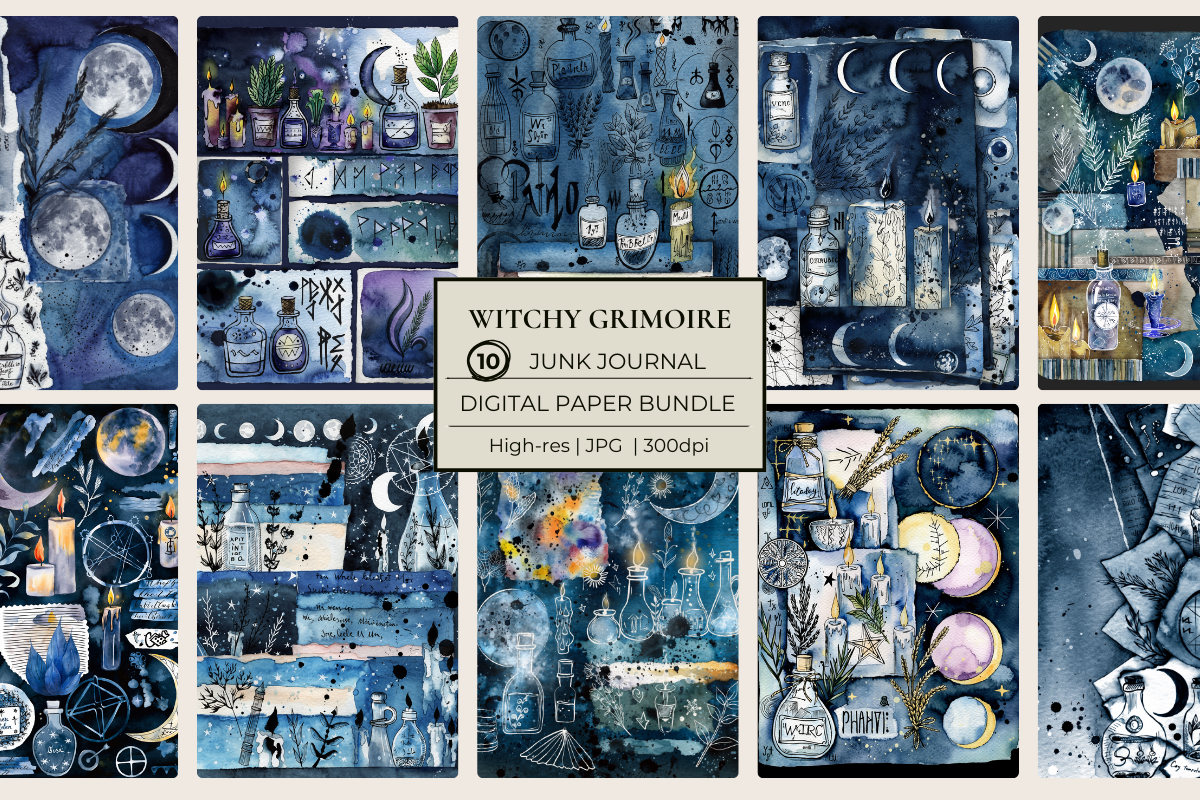 Witchy Grimoire Junk Journal Papers