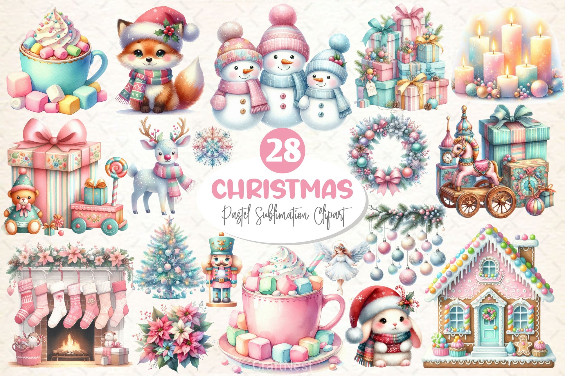 Pastel Christmas Clipart Bundle 2 - CraftNest - Digital Crafting and Art