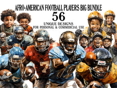 Afro-American Football Players Clipart - CraftNest