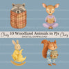 Woodland Animal Pjs 2 Clipart Bundle