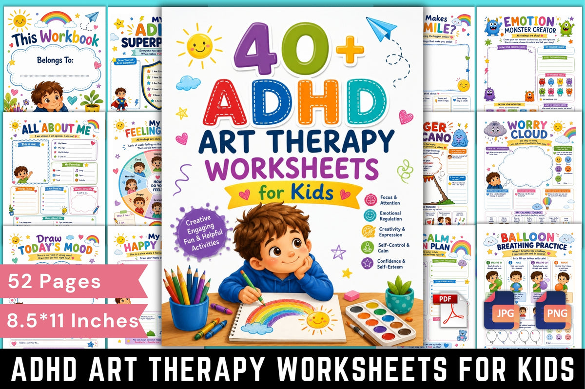 ADHD Therapy Worksheets for Kids Workbook