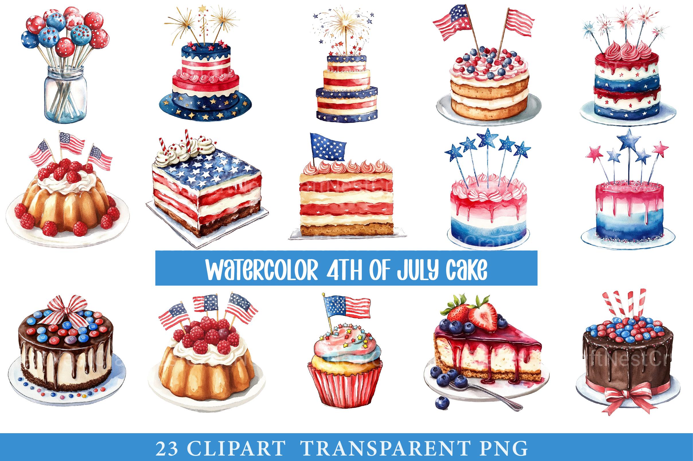 4th of July Cake Clipart - CraftNest - Digital Crafting and Art