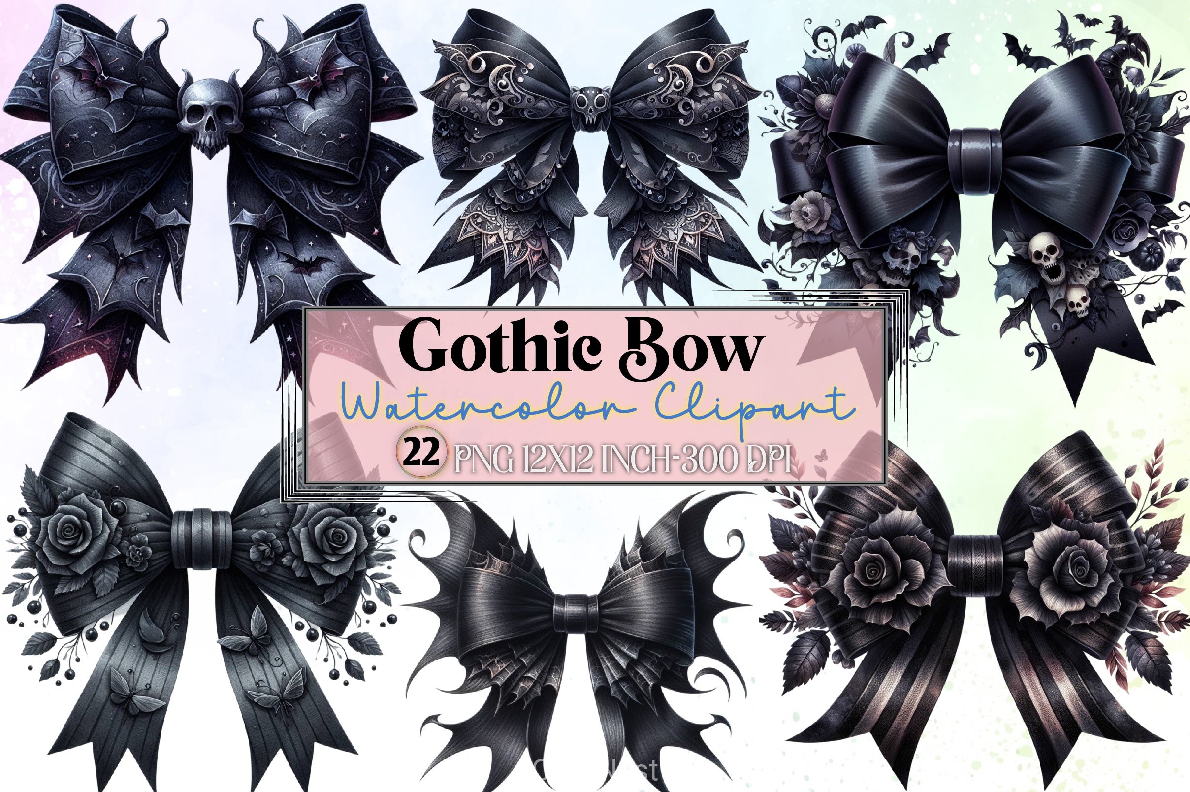 Gothic Bow Clipart Bundle - CraftNest - Digital Crafting and Art