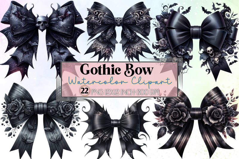 Gothic Bow Clipart Bundle - CraftNest - Digital Crafting and Art