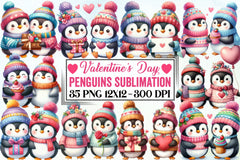 Valentine Penguins Clipart Bundle - CraftNest - Digital Crafting and Art