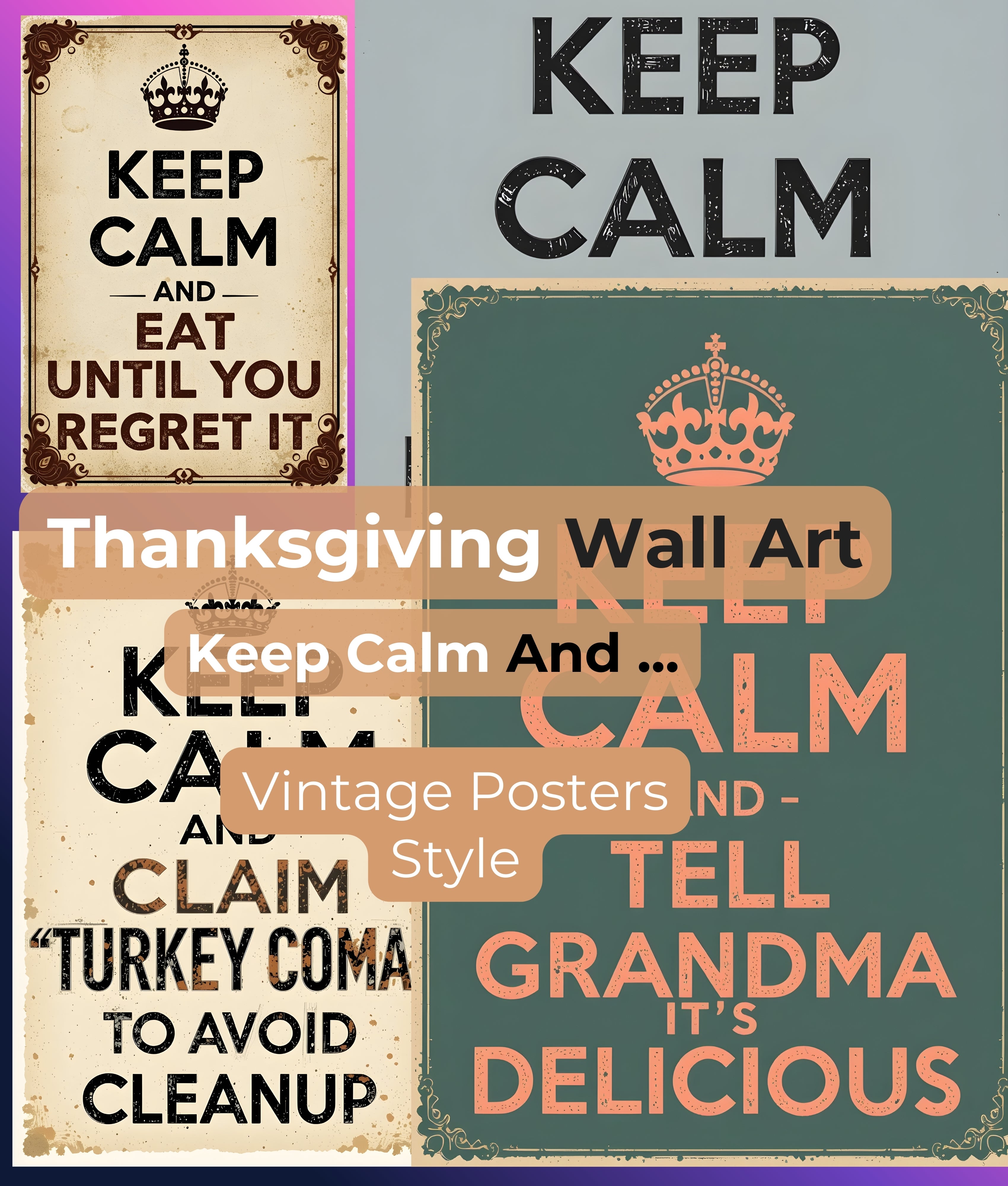 Thanksgiving Wall Art Clipart Bundle