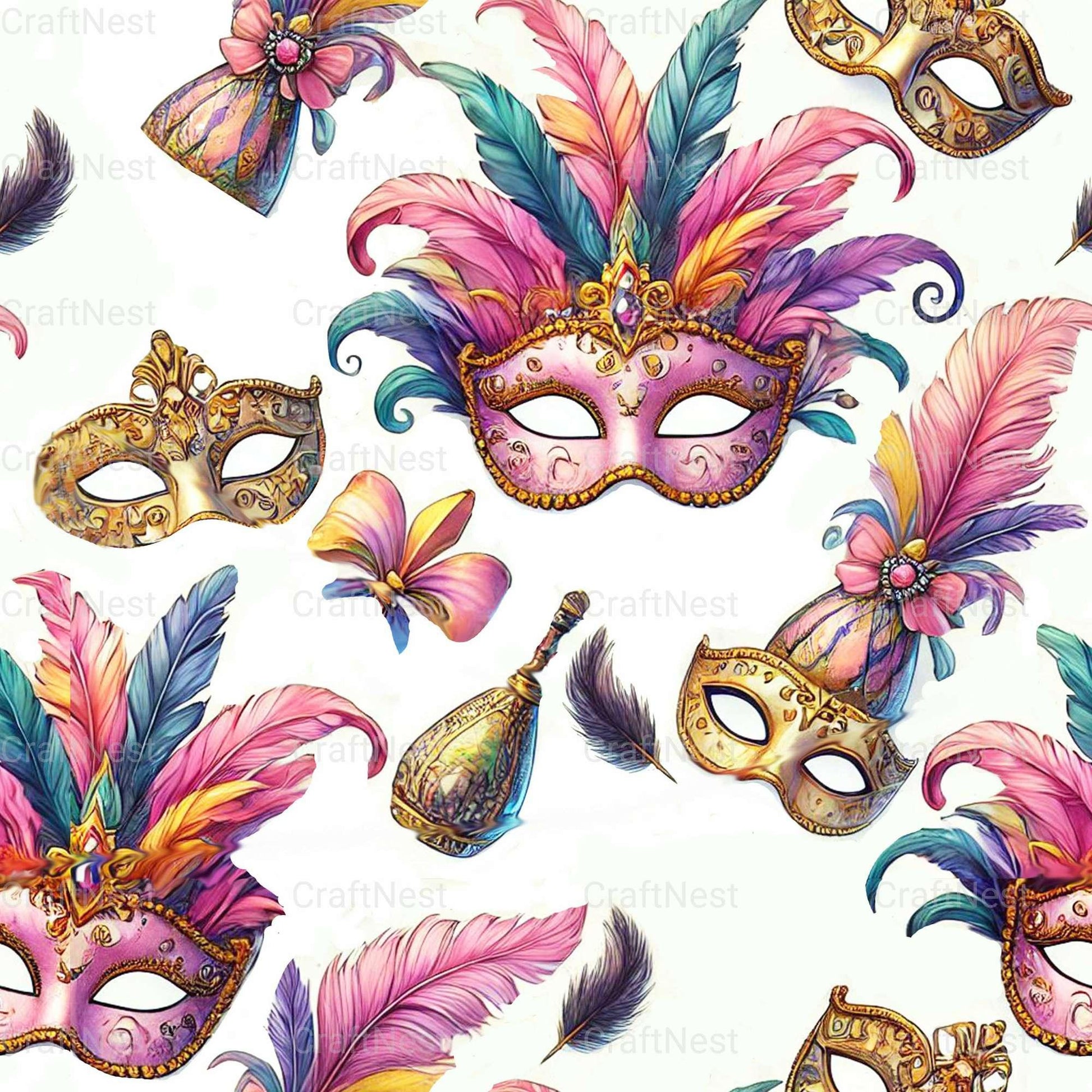 Mardi Gras Seamless Digital Paper - CraftNest - Digital Crafting and Art