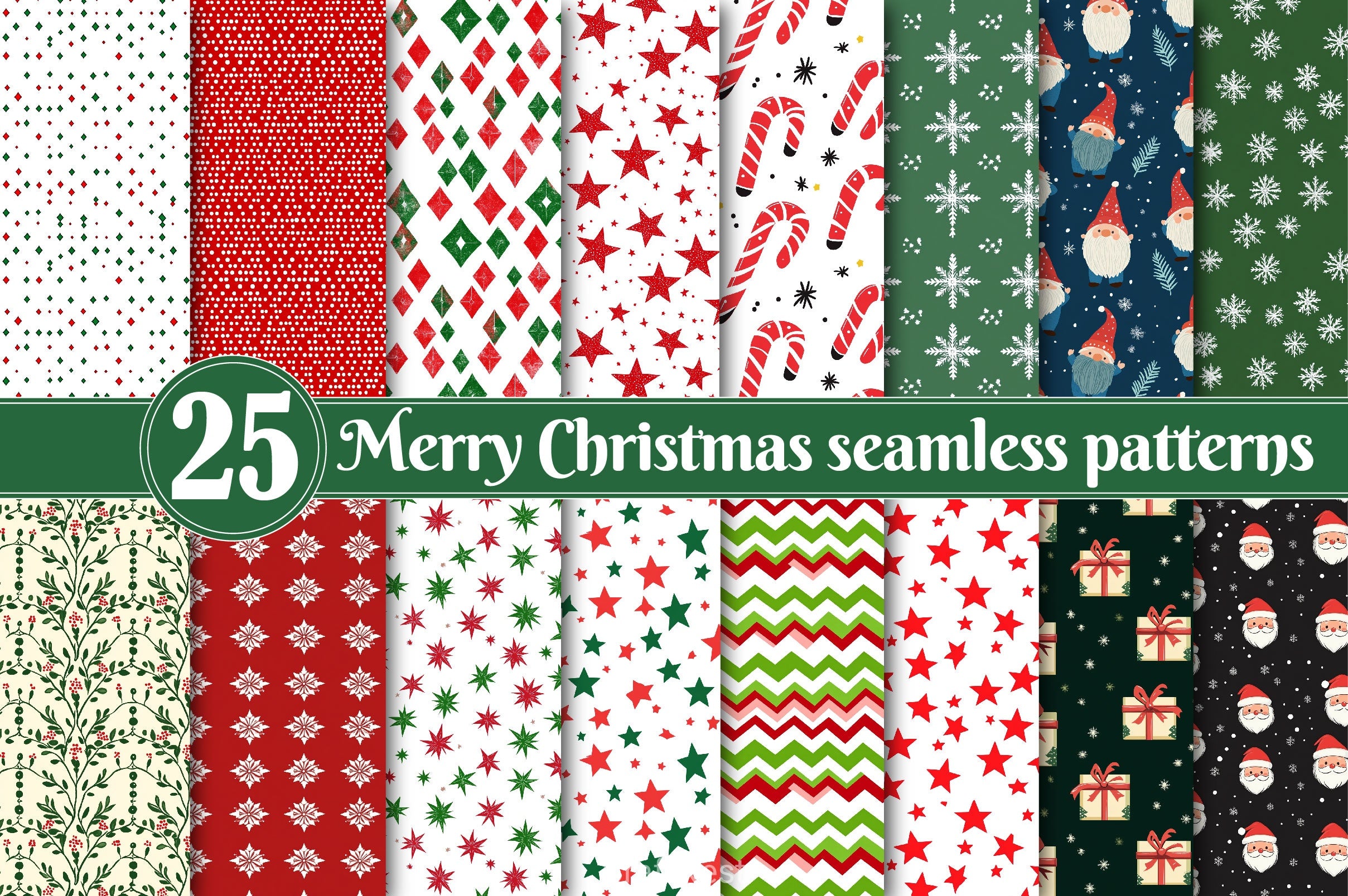 Merry Christmas Digital Papers Clipart Bundle - CraftNest - Digital Crafting and Art
