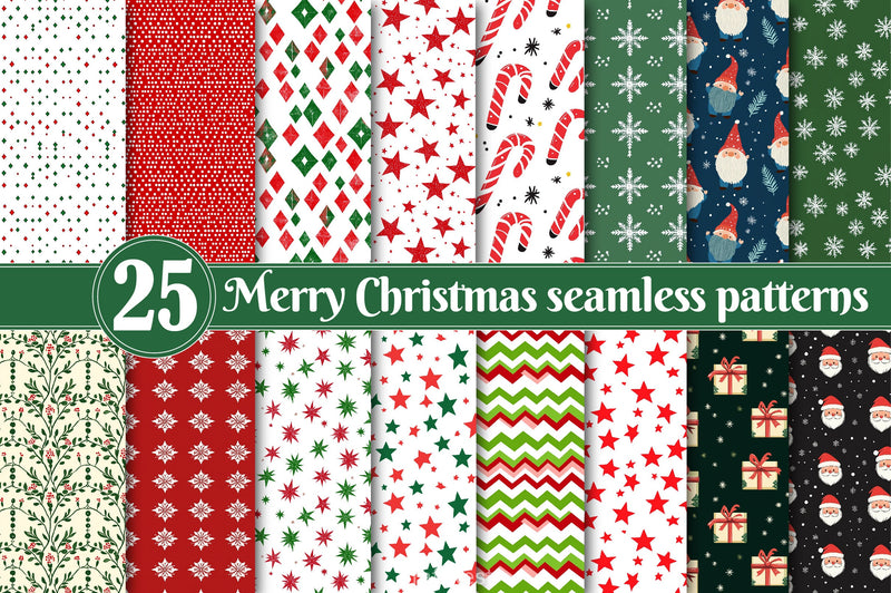 Merry Christmas Digital Papers Clipart Bundle - CraftNest - Digital Crafting and Art
