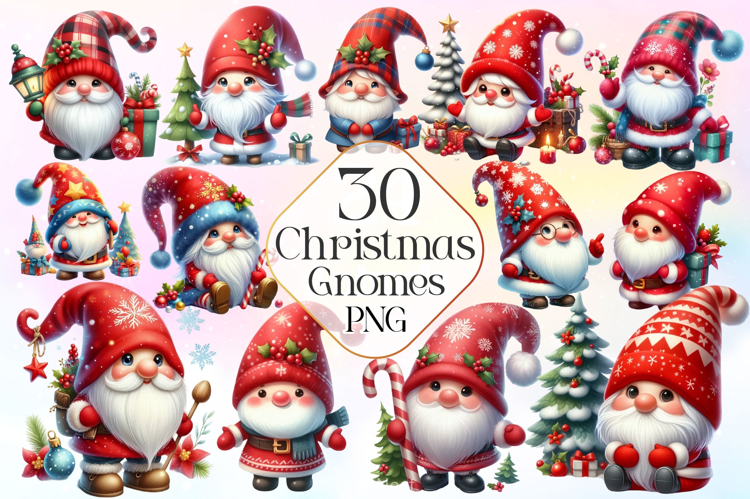 Christmas Gnome Clipart Bundle 9 - CraftNest - Digital Crafting and Art