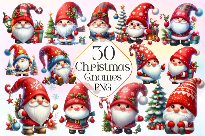 Christmas Gnome Clipart Bundle 9 - CraftNest - Digital Crafting and Art