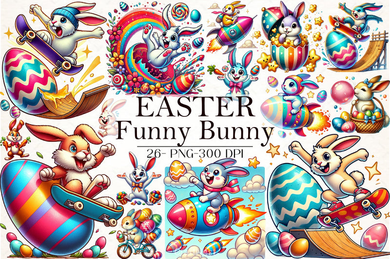 Funny Easter Bunnies Clipart Bundle - CraftNest - Digital Crafting and Art