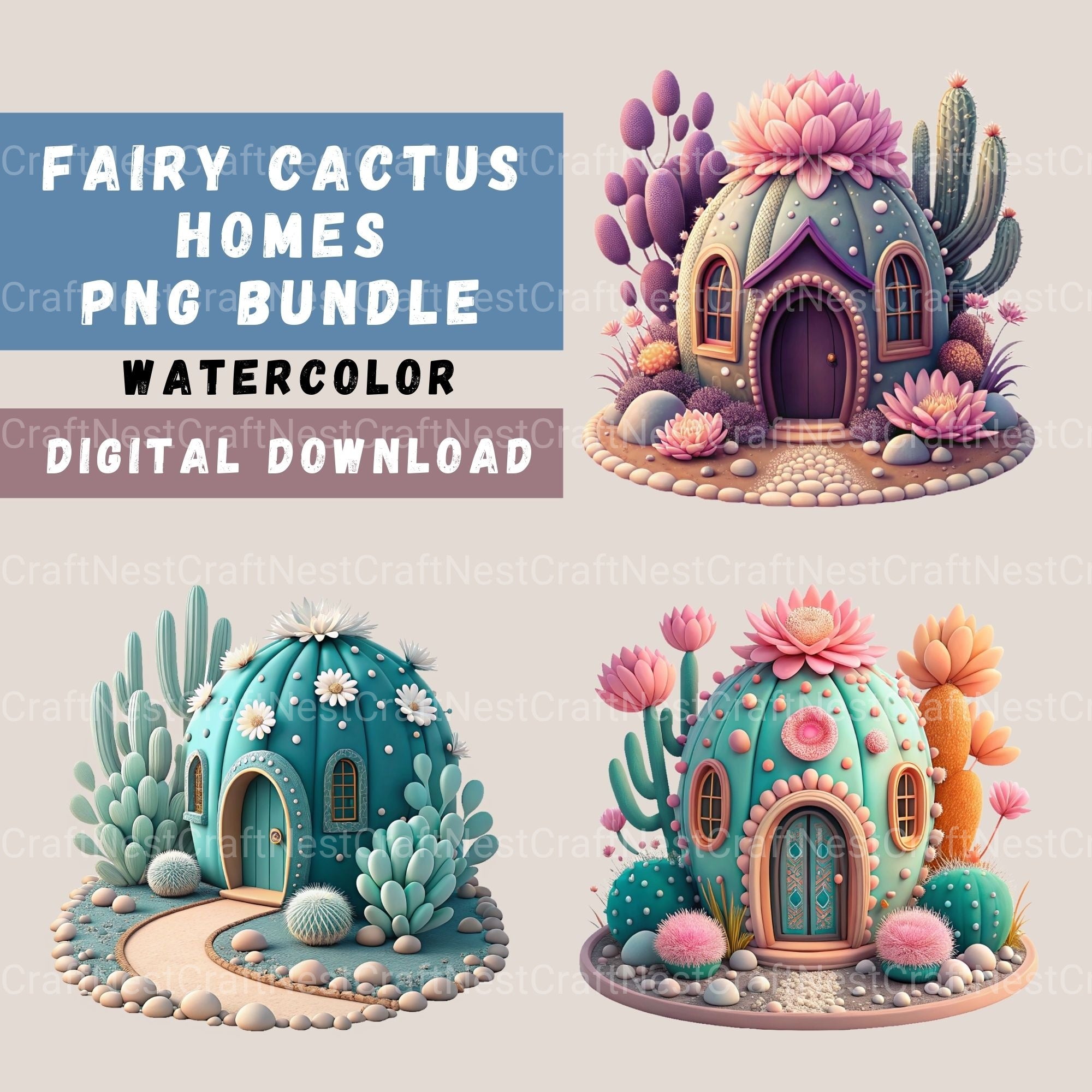 Cactus Houses Clipart Bundle - CraftNest - Digital Crafting and Art