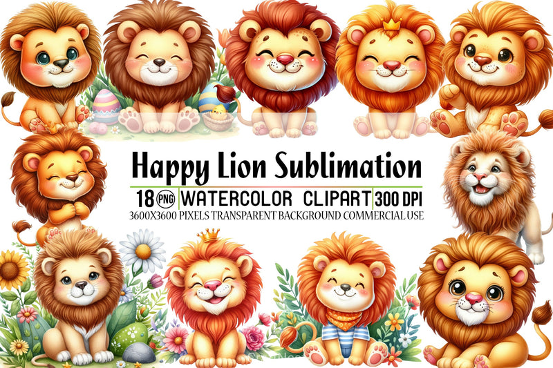 Happy Lion Clipart Bundle - CraftNest - Digital Crafting and Art