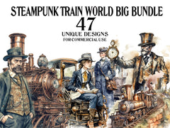 Steampunk Train World Clipart - CraftNest