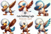 Cute Dabbing Eagle Clipart Bundle