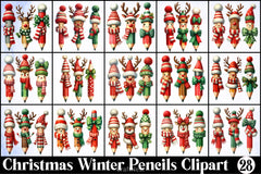 Christmas Winter Pencils Clipart Bundle - CraftNest - Digital Crafting and Art