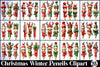 Christmas Winter Pencils Clipart Bundle