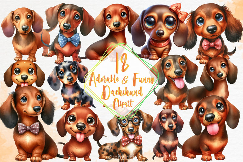 Adorable And Funny Dachshund Clipart Bundle 2 - CraftNest - Digital Crafting and Art