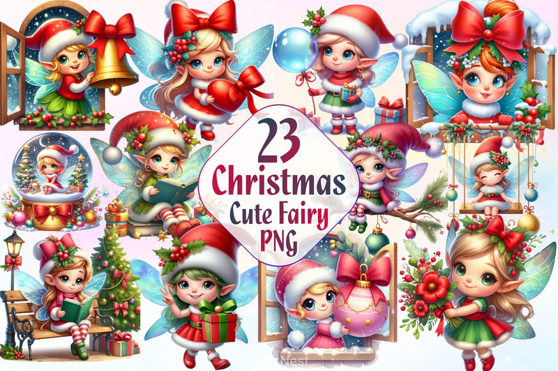 Christmas Cute Fairy Clipart Bundle - CraftNest - Digital Crafting and Art
