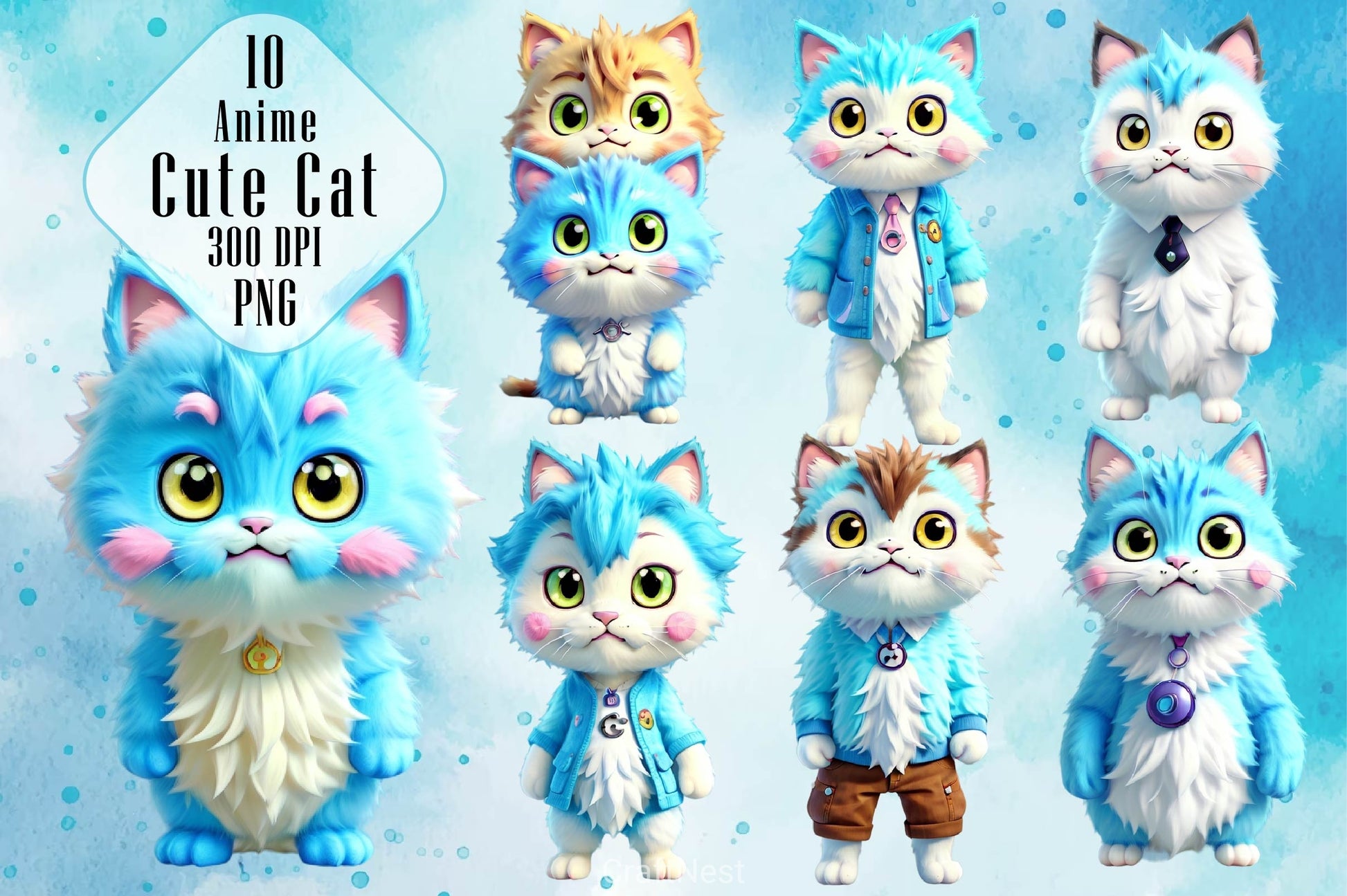 Cute Cat Clipart Bundle 4 - CraftNest - Digital Crafting and Art