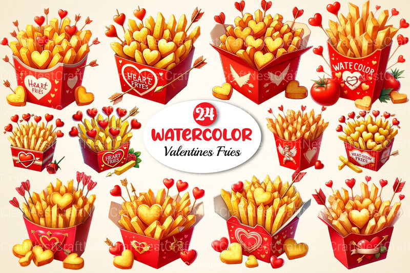 Valentine's Fries Clipart Bundle 2 - CraftNest - Digital Crafting and Art
