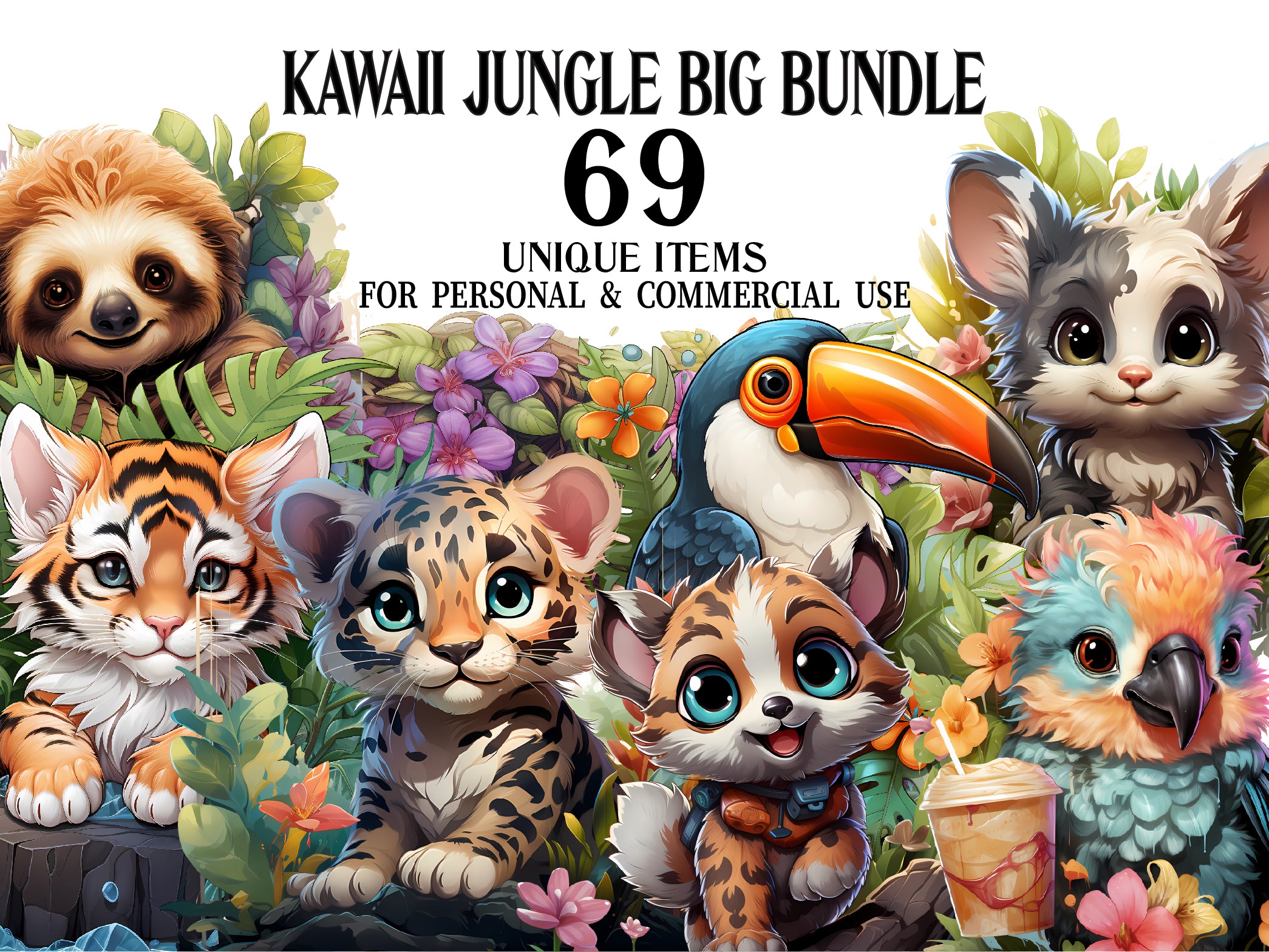 Kawaii Jungle Clipart - CraftNest