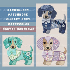 Patchwork Dachshunds Clipart Bundle - CraftNest - Digital Crafting and Art