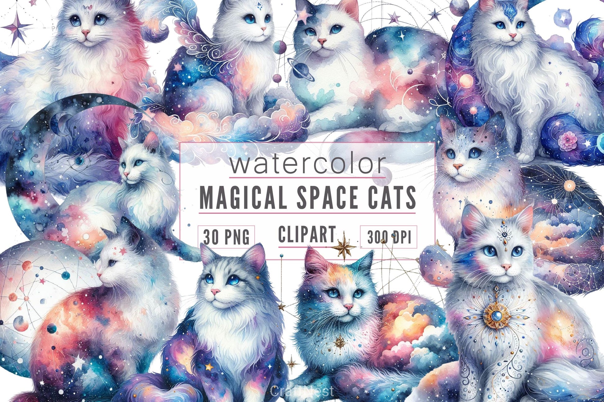 Magical Space Cats Clipart Bundle - CraftNest - Digital Crafting and Art
